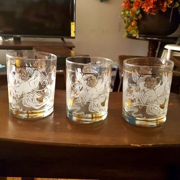 Christmas 6 Set of Glass Drinking Cups - Picture 1 of 5